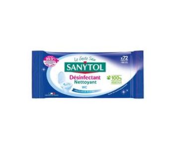 Sanytol Lingettes désinfectantes WC marine, 60 lingettes
