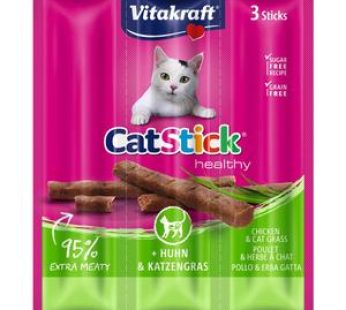Vitakraft Catstick Mini Bâtonnets au Poulet et Herbes à Chat – Friandise pour chat, 3x6g