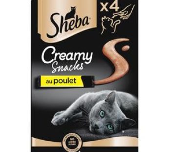 Sheba – Creamy Snacks Snack Poulet Friandise pour chat adulte, 4x12g