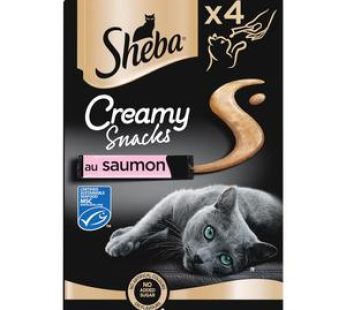 Sheba – Creamy Snacks Snack Saumon MSC Friandise pour Chat Adulte, 4x12g