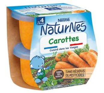 Nestlé – Naturnes Carottes Bol Bébé Dès 4 mois, 2x130g
