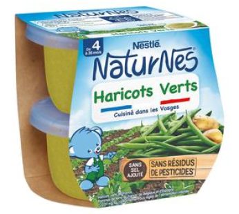 Nestlé – Naturnes Haricots Verts Bol Bébé Dés 4 mois, 2x130g