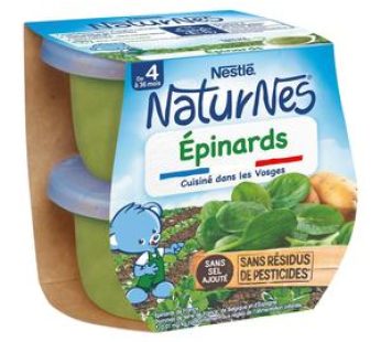 Nestlé – Naturnes Epinards Bol Bébé Dès 4 mois, 2x130g