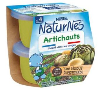 Nestlé – Naturnes Artichauts Bol Bébé Dès 4 mois, 2x130g