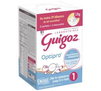Guigoz Lait bébé en poudre Optipro 1er âge en sachet, 0-6 mois, 2x600g